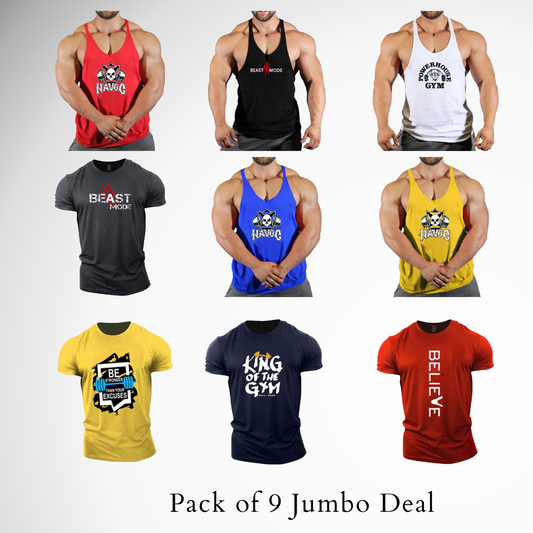 Ultimate Combo – 5 Gym Tank Tops & 4 T-Shirts