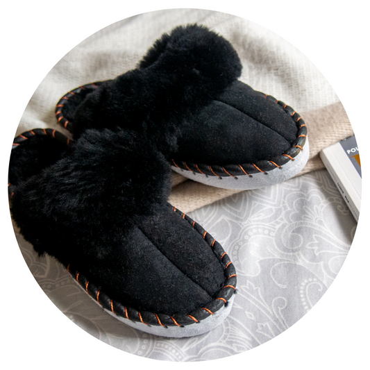 Black Shearling Sheepskin Mules